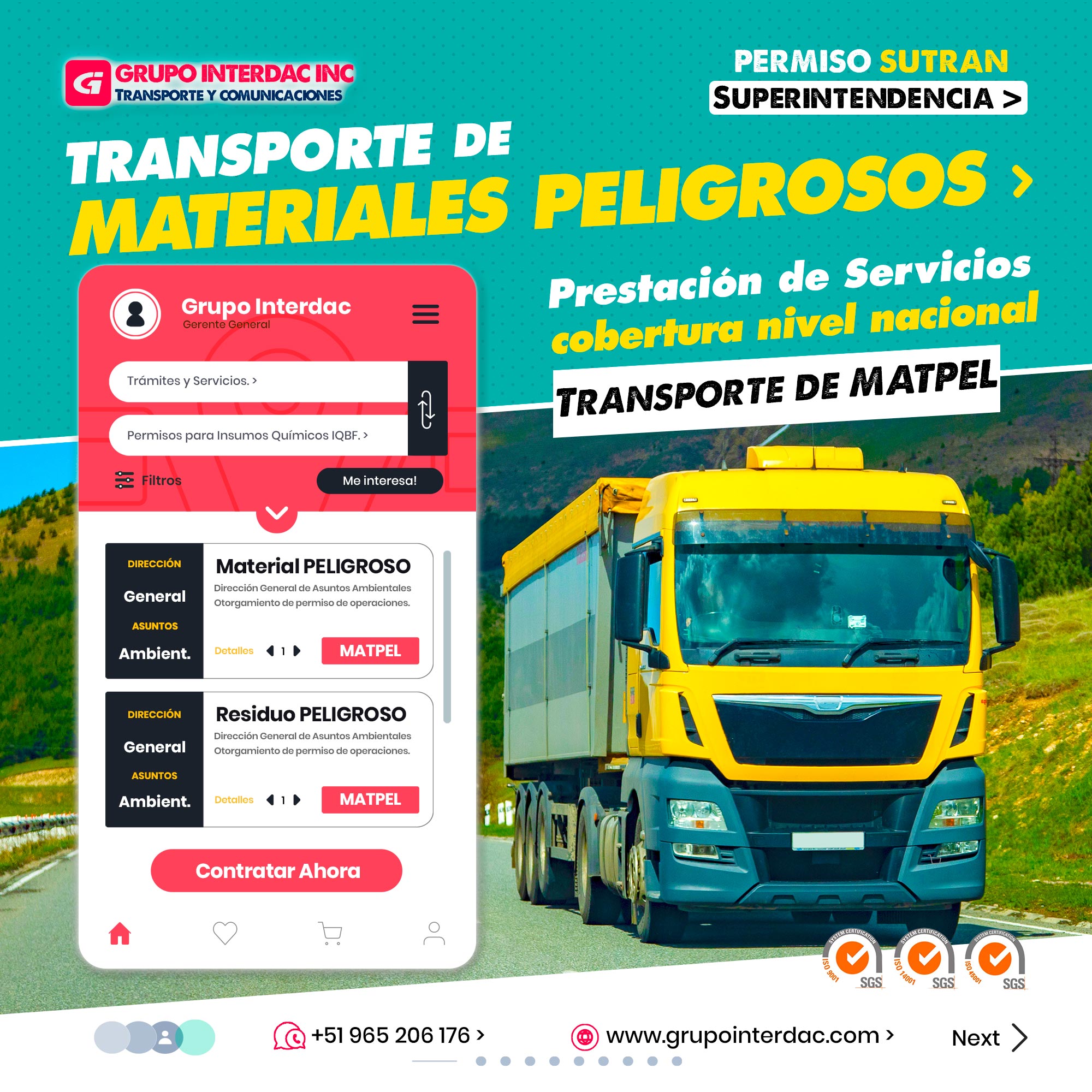 Grupo Interdac Inc tiene un compromiso ambiental sostenible para la optimización de recursos naturales a través de herramientas computacionales en beneficio del planeta. Nuestra empresa es lider en creación de herramientas digitales para empresas transnacionales dedicadas al sector de recolección y transporte de residuos solidos. Reducción de riesgos: Al seguir las normas y procedimientos de transporte adecuados, se minimizan los riesgos de accidentes y derrames, protegiendo la salud pública y el medio ambiente. Oportunidades de colaboración: La habilitación puede abrir la puerta a asociaciones estratégicas con otras empresas que necesitan servicios de transporte especializado. Evaluación de riesgos: Obtener la habilitación implica una evaluación exhaustiva de los riesgos asociados con el transporte de materiales peligrosos, lo que ayuda a identificar y mitigar posibles peligros. Eficiencia operativa: La habilitación exige la implementación de sistemas de gestión que optimicen las operaciones y reduzcan los tiempos de respuesta.