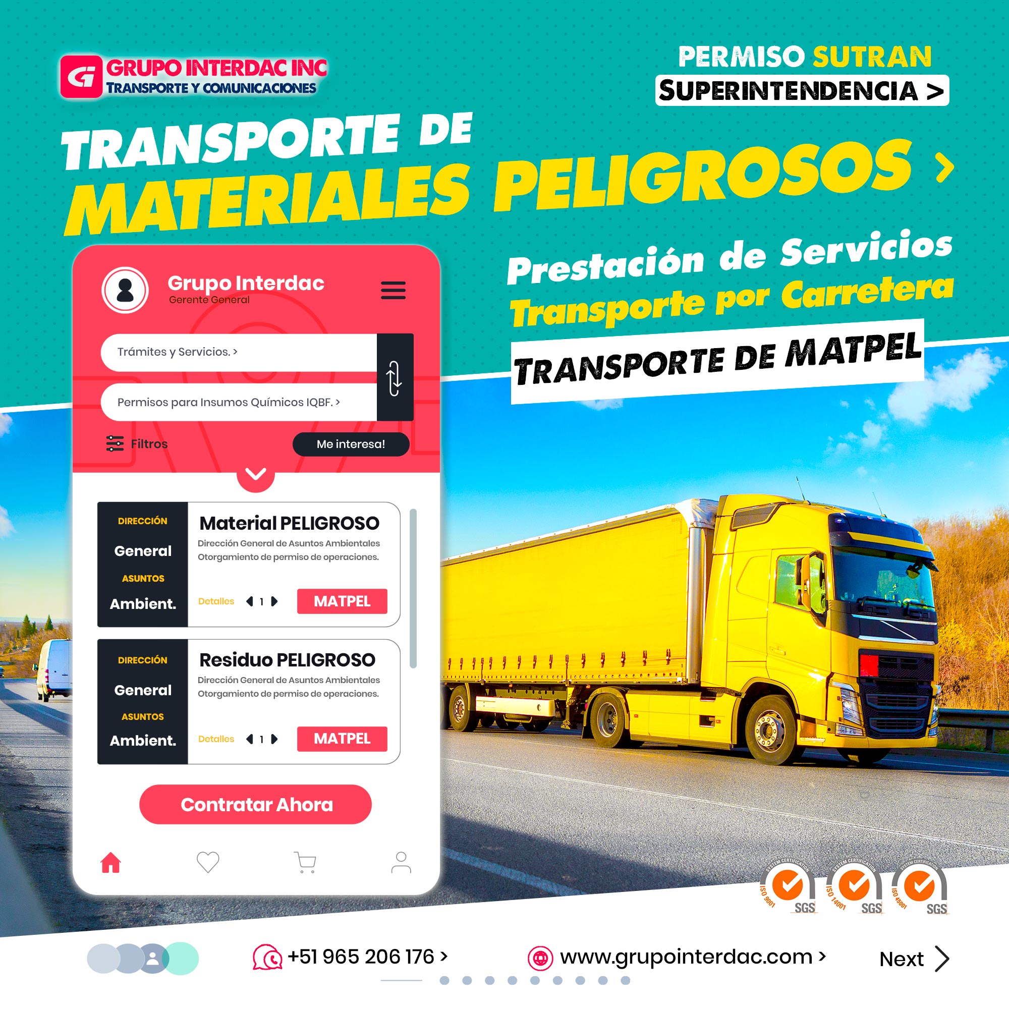 Grupo Interdac Inc tiene un compromiso ambiental sostenible para la optimización de recursos naturales a través de herramientas computacionales en beneficio del planeta. Nuestra empresa es lider en creación de herramientas digitales para empresas transnacionales dedicadas al sector de recolección y transporte de residuos solidos. Mayor competitividad: Con la habilitación, la empresa puede competir en licitaciones y proyectos que requieren servicios de transporte de insumos químicos y elementos peligrosos. Seguridad en las operaciones: La habilitación asegura que se sigan protocolos y procedimientos seguros en todas las etapas del transporte de insumos químicos y elementos peligrosos. Fortalecimiento de la cadena de suministro: La empresa habilitada puede garantizar una entrega segura y eficiente de insumos químicos y elementos peligrosos a sus clientes. Innovación tecnológica: Obtener la habilitación puede impulsar la adopción de tecnologías y sistemas avanzados para mejorar las operaciones de transporte. Responsabilidad social: La habilitación demuestra el compromiso de la empresa con el bienestar de la sociedad y el medio ambiente. Sostenibilidad a largo plazo: La habilitación permite a la empresa desarrollar una estrategia sostenible y de largo plazo para el transporte de insumos químicos y elementos peligrosos.