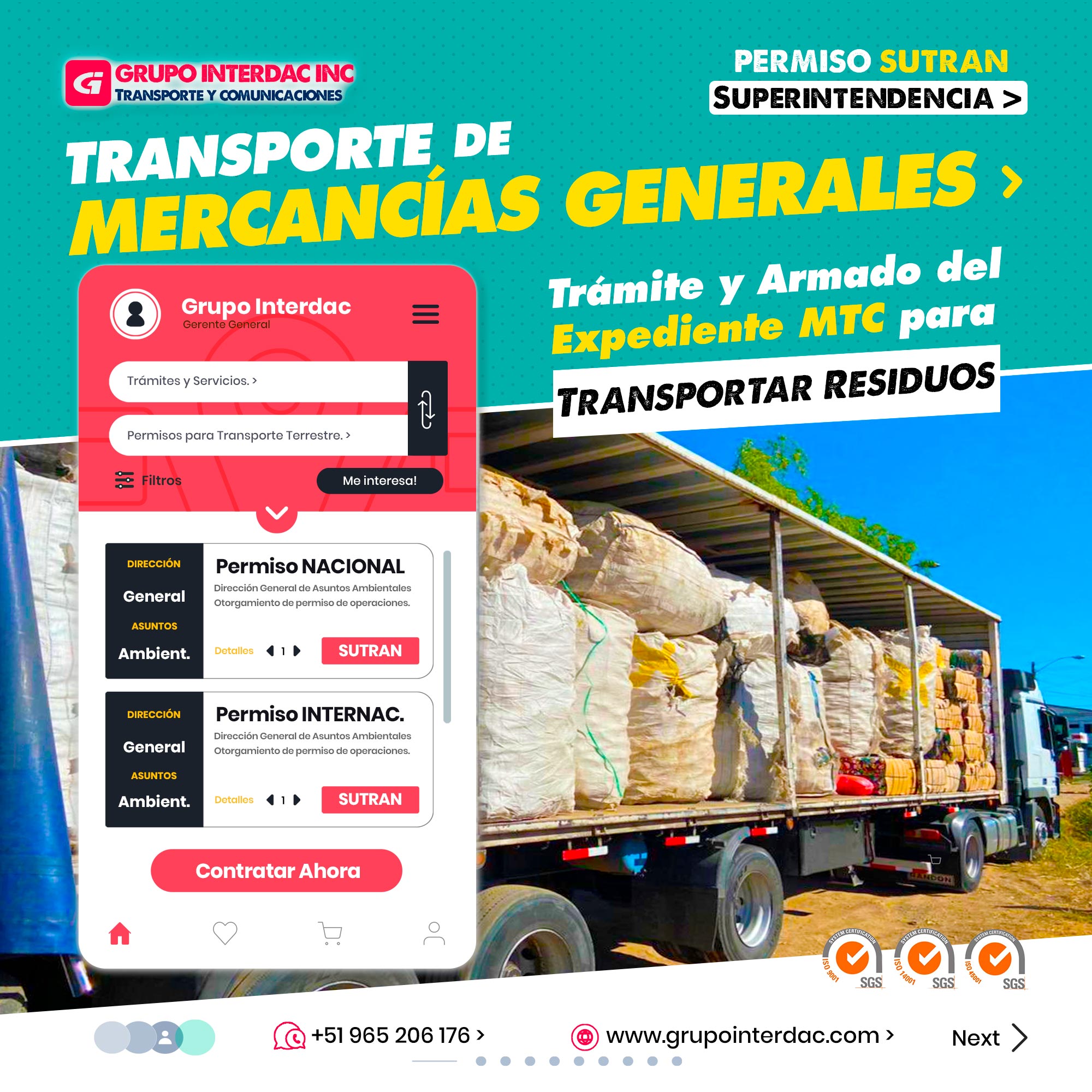 Grupo Interdac Inc tiene un compromiso ambiental sostenible para la optimización de recursos naturales a través de herramientas computacionales en beneficio del planeta. Nuestra empresa es lider en creación de herramientas digitales para empresas transnacionales dedicadas al sector de recolección y transporte de residuos solidos.  Identificación de riesgos: El ingeniero puede identificar y evaluar los riesgos asociados con el transporte de residuos sólidos, lo que permite implementar medidas de prevención y respuesta ante emergencias. Selección de rutas seguras: Un ingeniero puede diseñar rutas que minimicen el impacto ambiental y los riesgos para la población, evitando zonas sensibles o peligrosas. Gestión de residuos peligrosos: Un ingeniero técnico está capacitado para manejar y transportar adecuadamente residuos peligrosos, garantizando su correcta manipulación y disposición final.