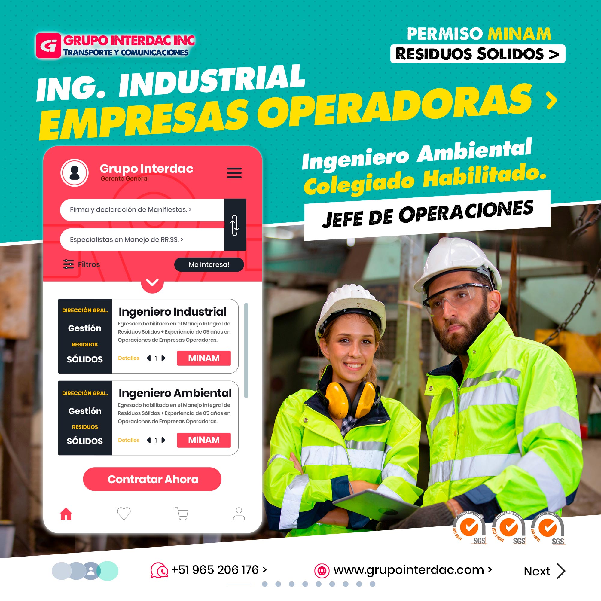 Grupo Interdac Inc tiene un compromiso ambiental sostenible para la optimización de recursos naturales a través de herramientas computacionales en beneficio del planeta. Nuestra empresa es lider en creación de herramientas digitales para empresas transnacionales dedicadas al sector de recolección y transporte de residuos solidos. Identificación de riesgos: El ingeniero puede identificar y evaluar los riesgos asociados con el transporte de residuos sólidos, lo que permite implementar medidas de prevención y respuesta ante emergencias. Selección de rutas seguras: Un ingeniero puede diseñar rutas que minimicen el impacto ambiental y los riesgos para la población, evitando zonas sensibles o peligrosas. Gestión de residuos peligrosos: Un ingeniero técnico está capacitado para manejar y transportar adecuadamente residuos peligrosos, garantizando su correcta manipulación y disposición final.